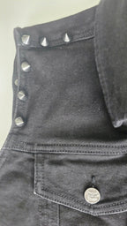 Veste à patchs noire femmes de marque Black Premium avec clous - tailles XL et 2XL - Metalvest