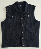 Veste à patchs noire femmes de marque Black Premium avec clous - tailles XL et 2XL - Metalvest