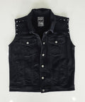 Veste à patchs noire femmes de marque Black Premium avec clous - tailles XL et 2XL - Metalvest
