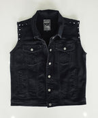 Veste à patchs noire femmes de marque Black Premium avec clous - tailles XL et 2XL - Metalvest