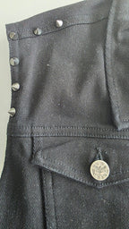 Veste à patchs noire femmes de marque Black Premium avec clous - tailles XL et 2XL - Metalvest