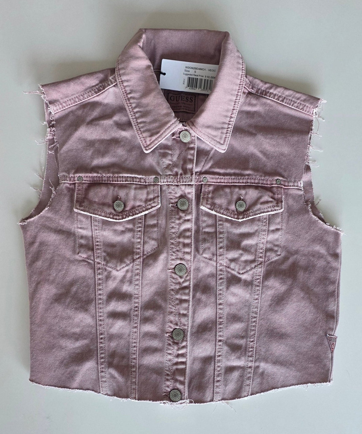 Veste à patchs rose pâle de marque Guess - taille S - Metalvest