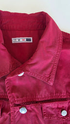 Veste à patchs rouge bordeaux de marque New Penny - taille L - Metalvest